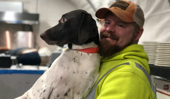 Cody Pink  with his German shorthaired pointer, Teto